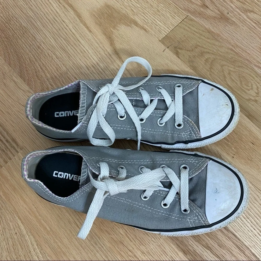 Converse Gray Sneakers Kids Sz 3 Girls Lace Up